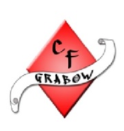 Logo Hort Grabow  - Banner mit Schrift Grabow auf Roter Raute mit den Buchstaben C und F 